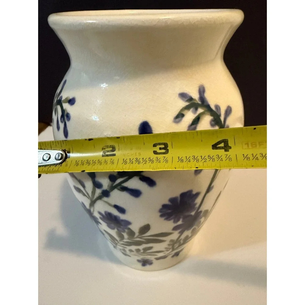 Vintage Purple Floral Hand Painted crackled style glaze‎ Stamp Mark 7.5